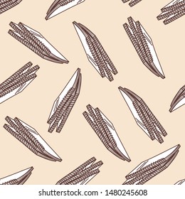 School Notebook Seamless. Back To School Sketch Doodle Design. Vector Illustration.