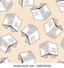 School Notebook Seamless. Back To School Sketch Doodle Design. Vector Illustration.