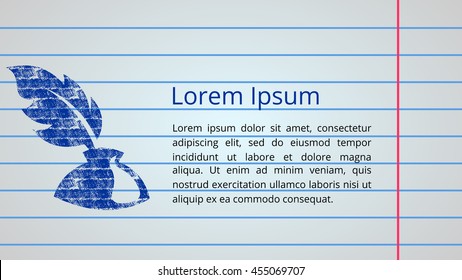 School notebook. Seamless pattern or design template with border of education equipment and background in the box, like in the school notebook