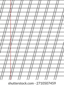 Hoja de cuaderno escolar con Regla, Regla oblicua y a cuadros, fondo escolar, Vector