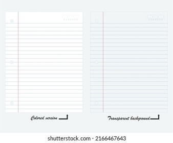 School Notebook Sheet, white and transparent