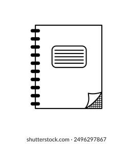 Cuaderno escolar o icono de doodle de diario encuadernado en espiral. Libro de texto de arte de línea . Educación o símbolo de la escuela. 