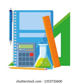 school notebook with supplies