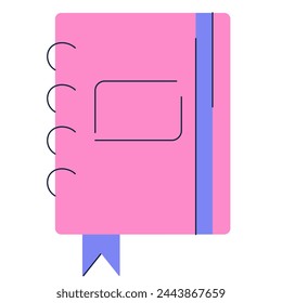 School notebook vector flat illustration. Diary isolated on white background