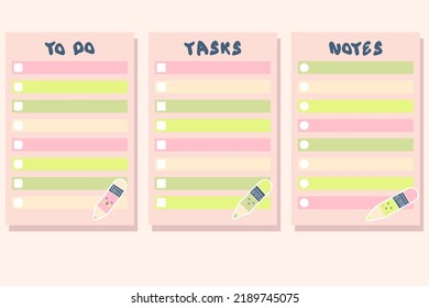 School Notes To Do Checklist Template Collection. Education Panner Concept For Paper, Stationery. Schooling Theme Vector Illustration For Decor And Design.
