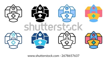 School nurse icon set multiple style collection 
