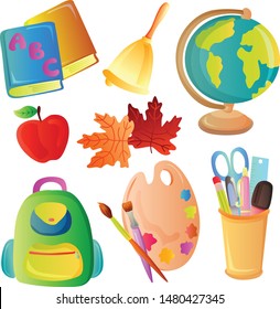 school object element set collection vector illustration