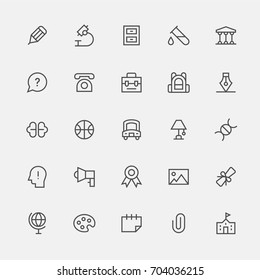 school object line icons vector illustration flat design