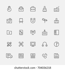 school object line icons vector illustration flat design