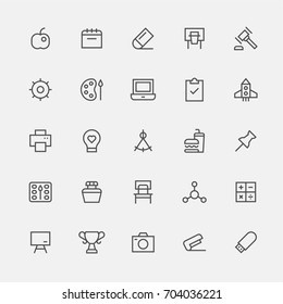 school object line icons vector illustration flat design