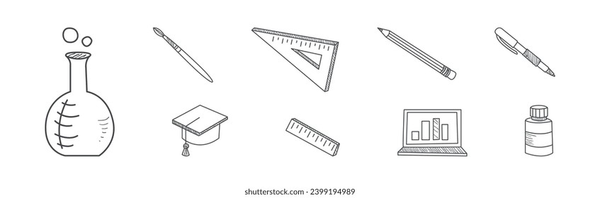 School Object and Supply for Education Vector Set