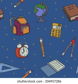 School objects seamless pattern