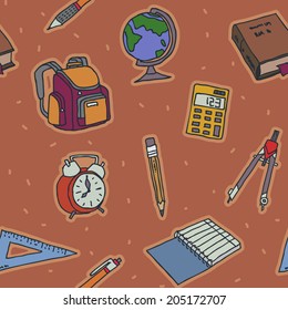 School objects seamless pattern