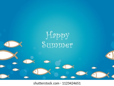 School of ocean fish frame vector background for decoration.