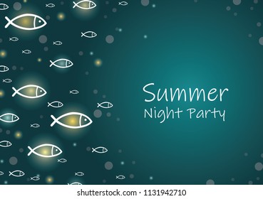 School of ocean fish frame vector background.