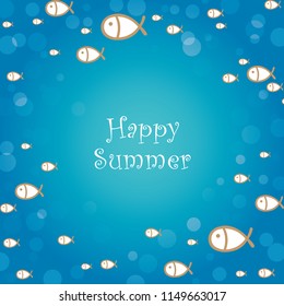 School of ocean fish are swimming under the sea vector background.