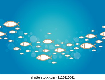 School of ocean fish vector background for decoration.