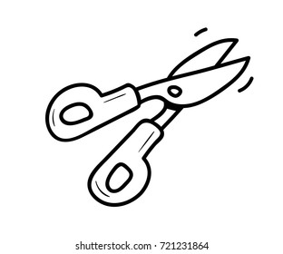 School, office and art objects - scissor. Vector doodle illustration in eps10