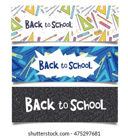 School and office background. Vector back to school banners
