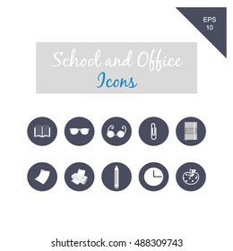 School and office icons for projects such as websites,blogs,printable planner stickers,isolated and totally editable