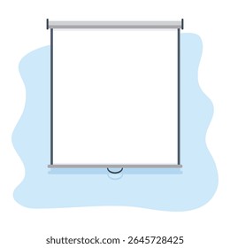 School or office interactive whiteboard on white and blue background. Vector illustration in flat style