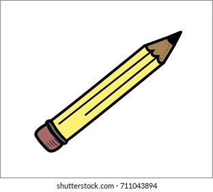 School and office objects - Pencil icon. Vector doodle illustration in eps10