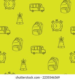 School, office seamless pattern for web pages, mobile applications. Stationery items
