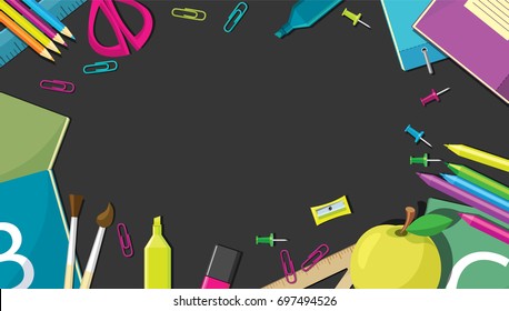 School office tools vector background.
