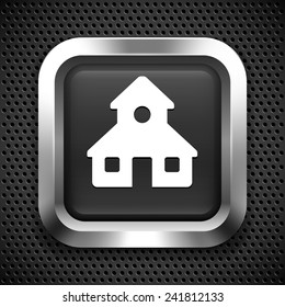School on Black Square Button