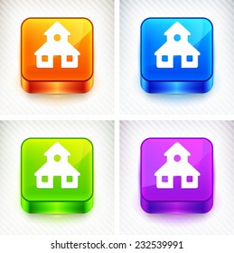 School on Color Square Buttons