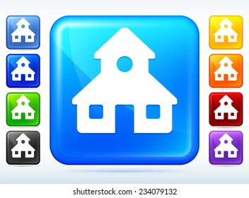 School on Multi Color Square Button