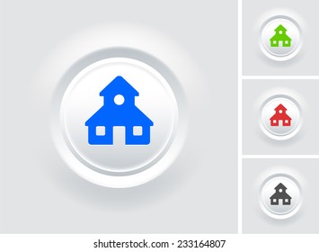 School on White Bevel Round Button