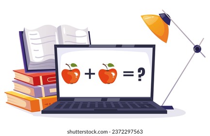 School online classroom learn class internet task study education concept. Vector flat graphic design illustration