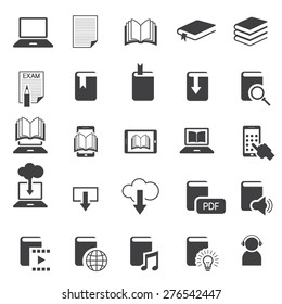 School Online, E-Learning, E-Book, Mono Icons Set, Education & Study