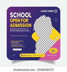 School Open Social Media Post Design Web Banner