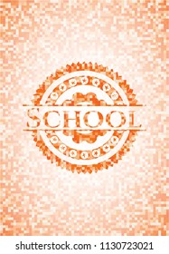 School orange mosaic emblem