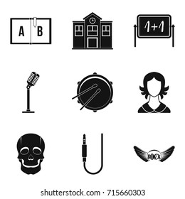 School orchestra icons set. Simple set of 9 school orchestra vector icons for web isolated on white background