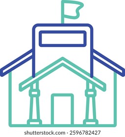 school outline dual color vector illustration icon design