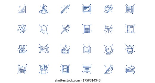 Paquete de iconos de esquema escolar - Todos los elementos de esta plantilla se pueden editar con software vector