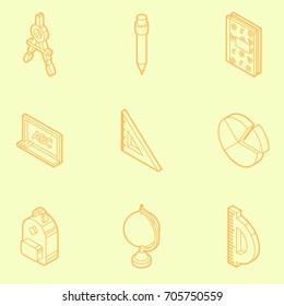 School outline isometric icons