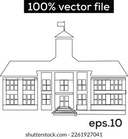 Schulumriss, Vektorgrafik. Line Art Education Building.