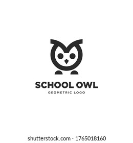 School Owl Geometry Logo Design Template Concept Animal Owl Symbol Of Education For Universities, Colleges, Private Lessons, And Other Learning