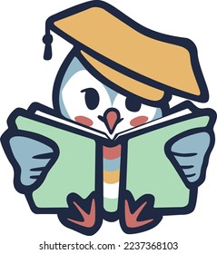 School Owl Reading a Book perfect for Education purposes