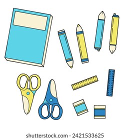 School Packs Icons Set Vector.