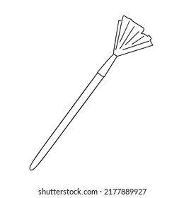 School paint brush simple outline vector illustration, school stationary object, painting tool for hobby, craft, drawing