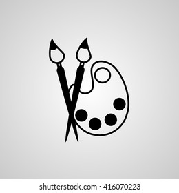 School palette and brush sign icon. Vector solid