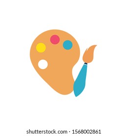 school palette paints with brush flat style icon vector illustration design
