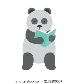 school panda reading book icon