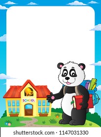 School panda theme frame 1 - eps10 vector illustration.