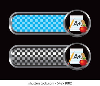 banderas de cuadros azules y negros de papel escolar